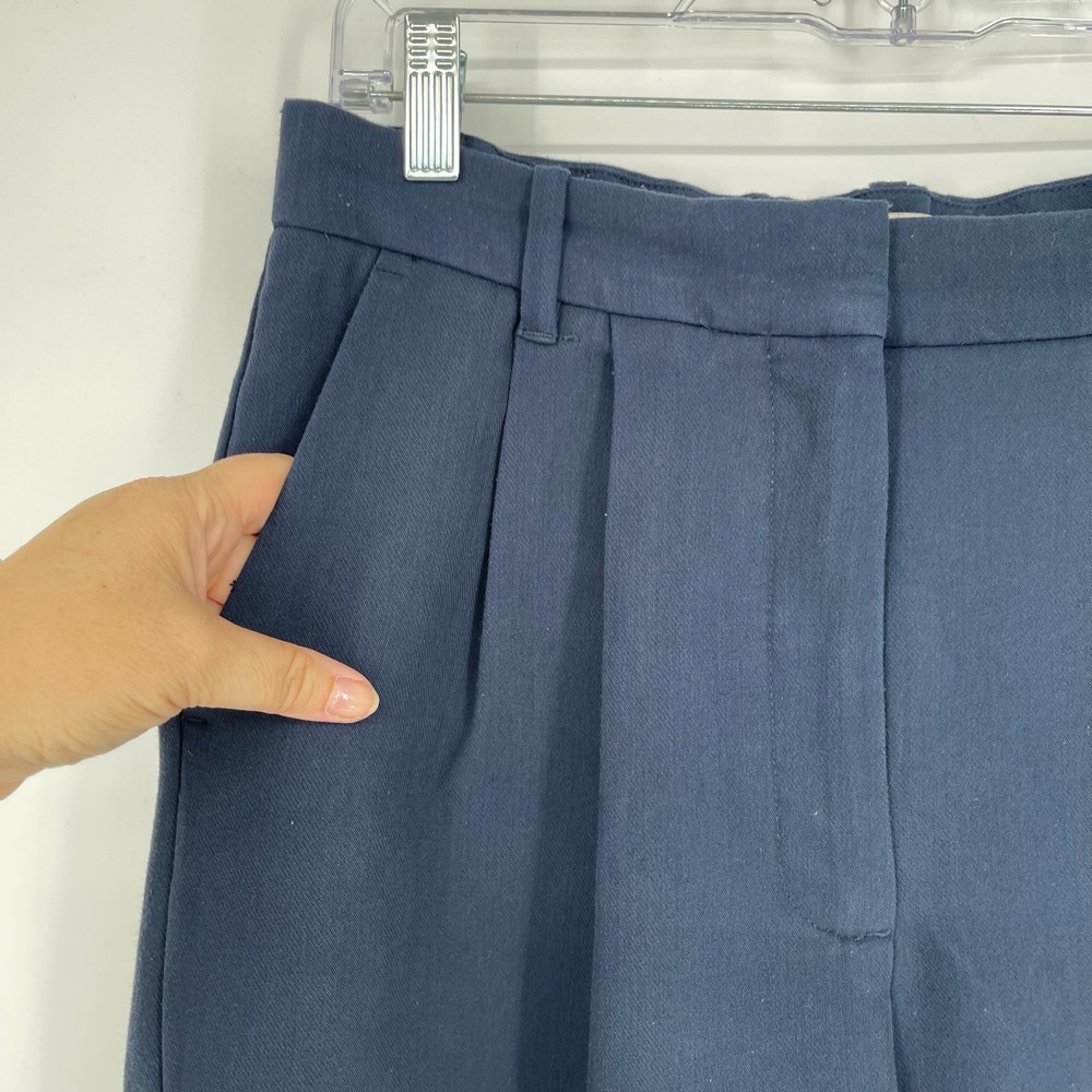 Abercrombie & Fitch Women's Navy Stretch Pleated Wide Leg Trousers Pants Size 30 - Picture 3 of 8